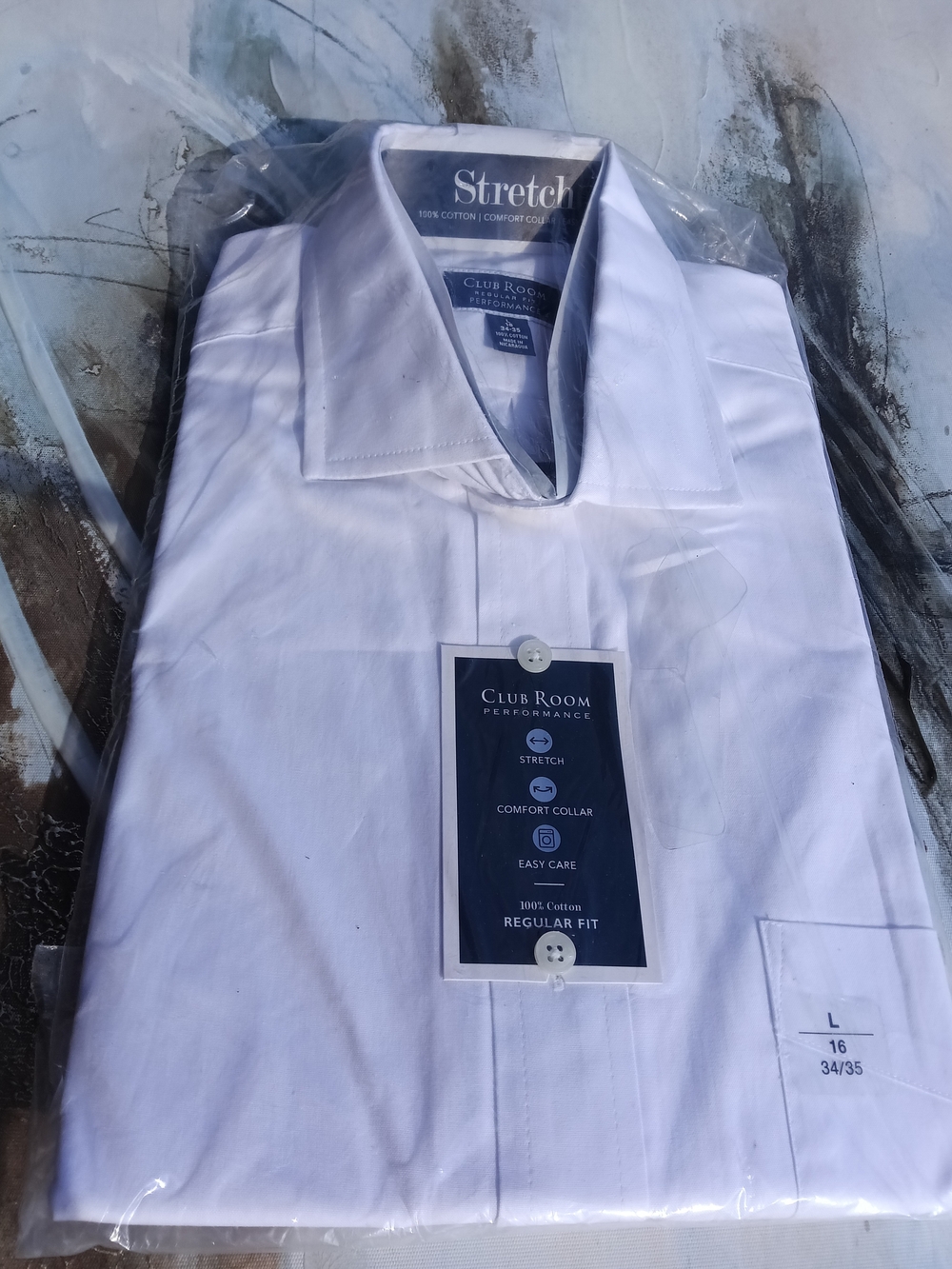 Club Room White Stretch Dress Shirt with Comfort Collar.